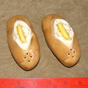 Vtg Baked Potato Salt & Pepper SHAKER SET: Monterey Pottery CA, Figural
